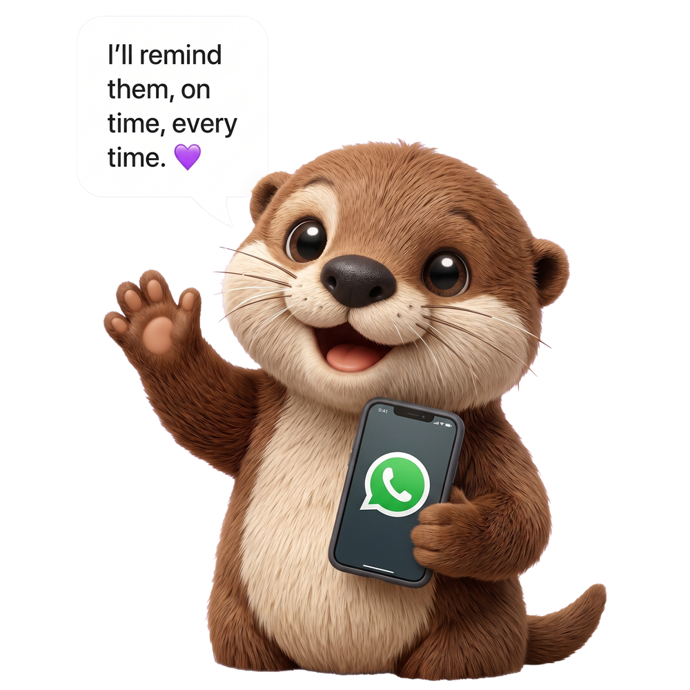 Pillo holding a phone with WhatsApp logo