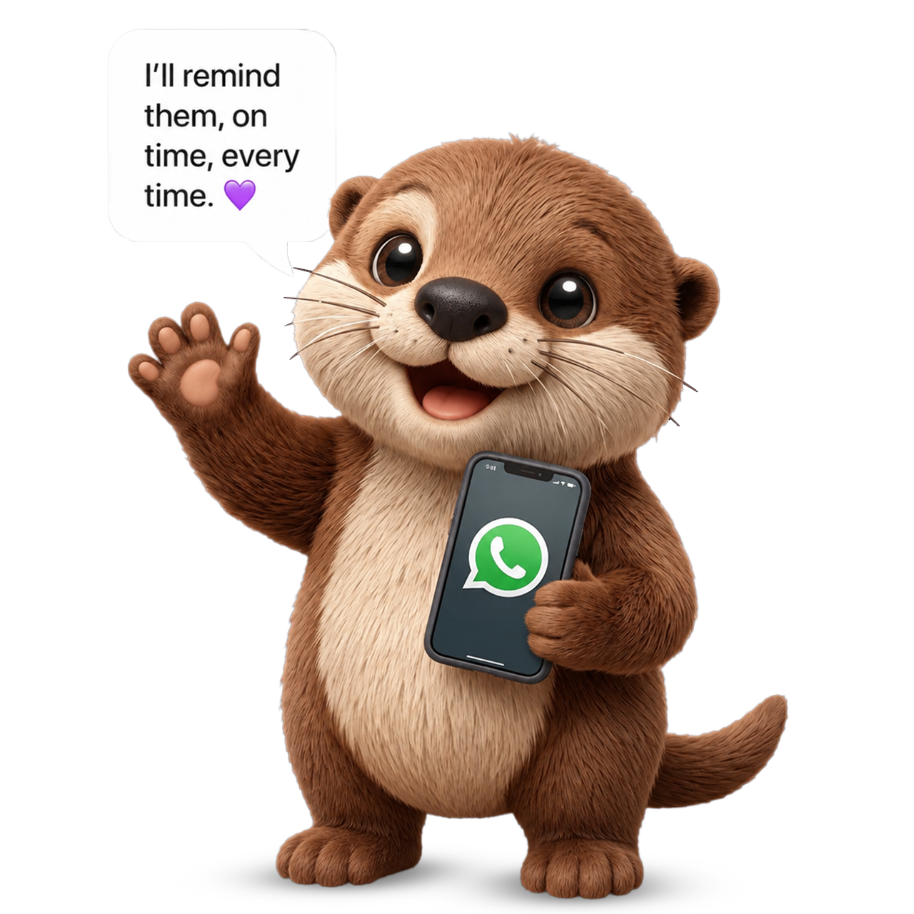 Pillo holding a phone with WhatsApp logo