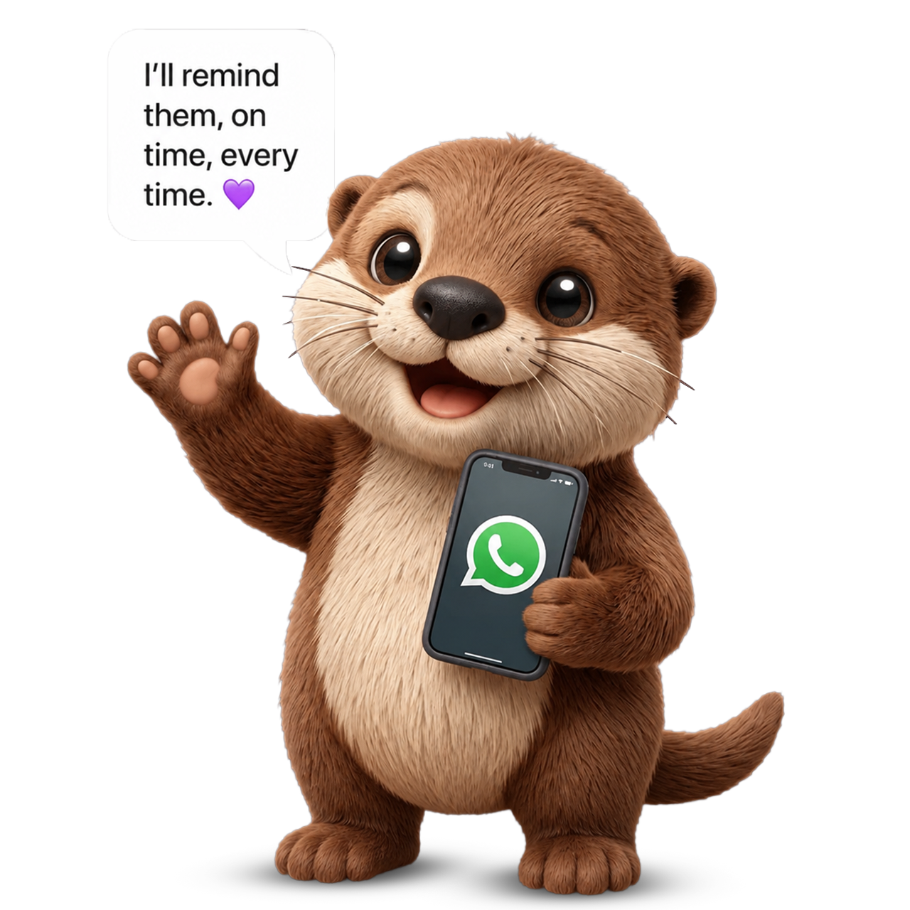 Pillo holding a phone with WhatsApp logo