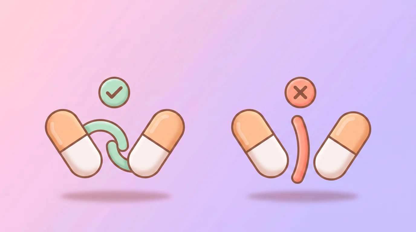 Illustration of vitamin pairs that work together versus pairs that should be separated