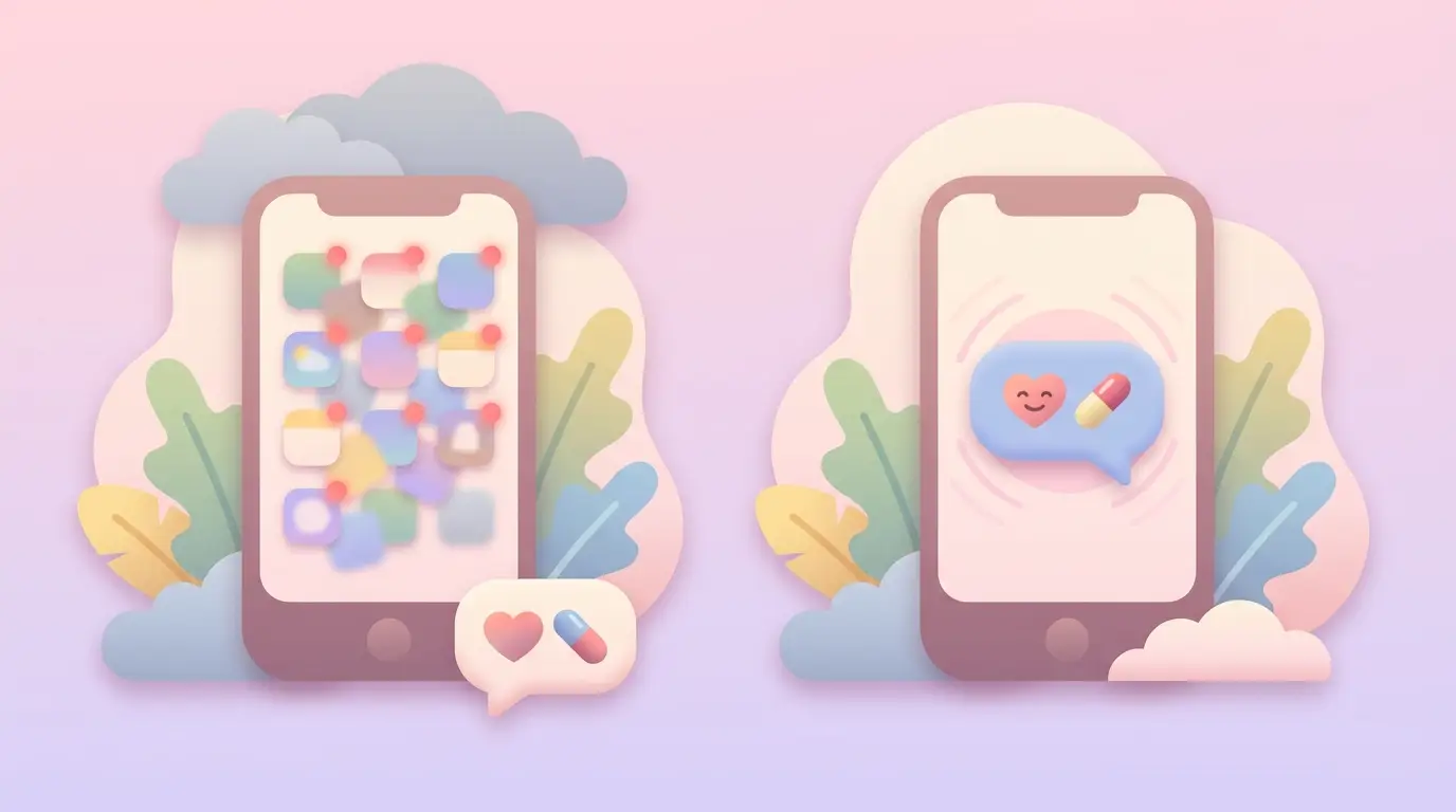 WhatsApp Medication Reminders vs Apps — illustration